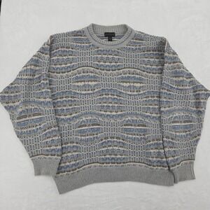VTG Reunion Menswear Knit 3D Texture Sweater Sz Lg USA Made Grandpa Coogi Style